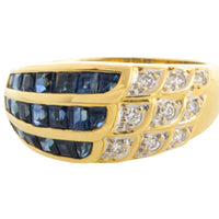 Carre sapphire and diamond ring in 18 carat gold