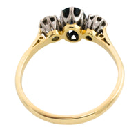Vintage three stone sapphire and diamond ring