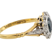 Vintage sapphire and rose diamond ring in 18 carat gold and platinum-engagement rings-The Antique Ring Shop