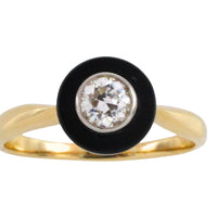 Vintage onyx and old cut diamond solitaire ring