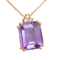 Amethyst and diamond pendant in rose gold