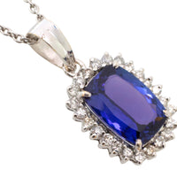 Tanzanite and diamond pendant in white gold