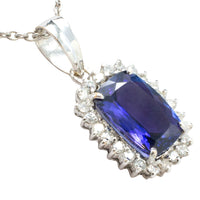 Tanzanite and diamond pendant in white gold