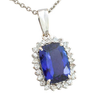 Tanzanite and diamond pendant in white gold