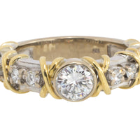 Diamond ring in yellow and white gold
