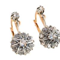 Rose diamond earrings in silver and gold