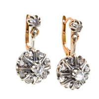 Rose diamond earrings in silver and gold