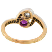 Ruby and diamond Toi et Moi ring