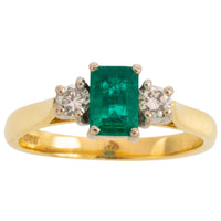 Emerald and diamond trilogy ring
