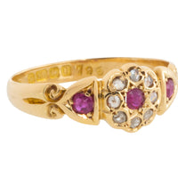 Edwardian ruby and rose cut diamond cluster ring from 1906-Antique rings-The Antique Ring Shop