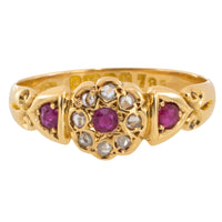 Edwardian ruby and rose cut diamond cluster ring from 1906-Antique rings-The Antique Ring Shop