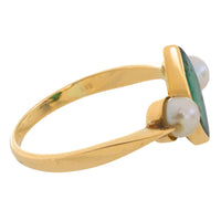 Vintage jade and pearl ring