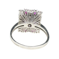 Vintage ruby and diamond ring in white gold