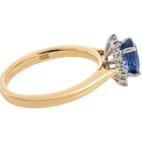 Sapphire and diamond cluster ring in 18 carat gold