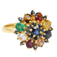 Multi gem ring in 14 carat gold
