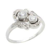 Antique Toi et Moi old cut diamond ring