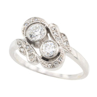 Antique Toi et Moi old cut diamond ring