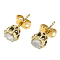 Rose diamond earrings in 14 carat gold-Earrings-The Antique Ring Shop
