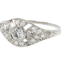 Platinum Art Deco ring with old cut diamonds