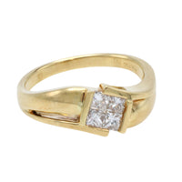 18 carat gold ring with princess cut diamonds-Vintage Rings-The Antique Ring Shop