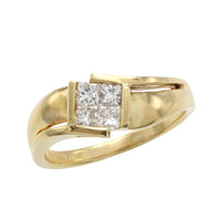 18 carat gold ring with princess cut diamonds-Vintage Rings-The Antique Ring Shop
