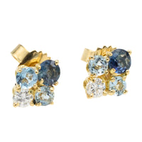 Aquamarine diamond and sapphire studs