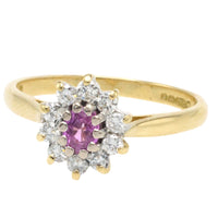 Vintage roze saffier en diamanten ring