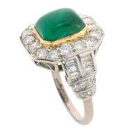 Vintage cabochon emerald and diamond ring in 18 carat gold