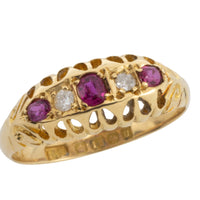 Vintage diamond ring in white and yellow gold-engagement rings-The Antique Ring Shop