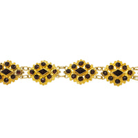 Navette garnet bracelet in 14 carat gold-Bracelets-The Antique Ring Shop