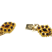 Navette garnet bracelet in 14 carat gold-Bracelets-The Antique Ring Shop