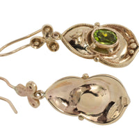Peridot pendant earrings in 15 carat gold-Earrings-The Antique Ring Shop