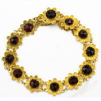 Garnet bracelet in 14 carat gold-Bracelets-The Antique Ring Shop
