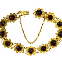 Garnet bracelet in 14 carat gold-Bracelets-The Antique Ring Shop