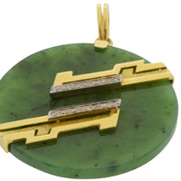 Jade pendant in 18 carat gold with diamonds-Pendants-The Antique Ring Shop