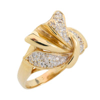 Diamond bow ring in 14 carat gold-Vintage Rings-The Antique Ring Shop