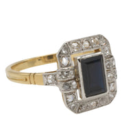 Art Deco 18 carat sapphire and rose diamond ring-engagement rings-The Antique Ring Shop