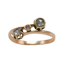Three stone rose diamond ring in 14 carat gold-Antique rings-The Antique Ring Shop