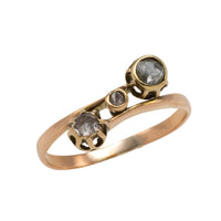 Three stone rose diamond ring in 14 carat gold-Antique rings-The Antique Ring Shop
