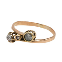 Three stone rose diamond ring in 14 carat gold-Antique rings-The Antique Ring Shop