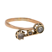 Three stone rose diamond ring in 14 carat gold-Antique rings-The Antique Ring Shop