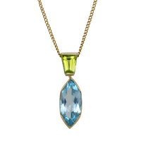 Topaz and peridot pendant in 14 carat gold-Pendants-The Antique Ring Shop