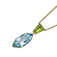 Topaz and peridot pendant in 14 carat gold-Pendants-The Antique Ring Shop