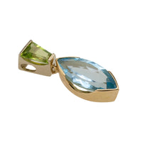 Topaz and peridot pendant in 14 carat gold-Pendants-The Antique Ring Shop