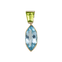 Topaz and peridot pendant in 14 carat gold-Pendants-The Antique Ring Shop