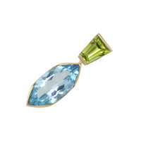 Topaz and peridot pendant in 14 carat gold-Pendants-The Antique Ring Shop