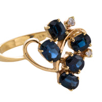 Sapphire and diamond ring in 14 carat gold-Vintage Rings-The Antique Ring Shop