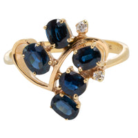 Sapphire and diamond ring in 14 carat gold-Vintage Rings-The Antique Ring Shop