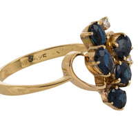 Sapphire and diamond ring in 14 carat gold-Vintage Rings-The Antique Ring Shop