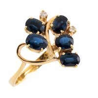 Sapphire and diamond ring in 14 carat gold-Vintage Rings-The Antique Ring Shop